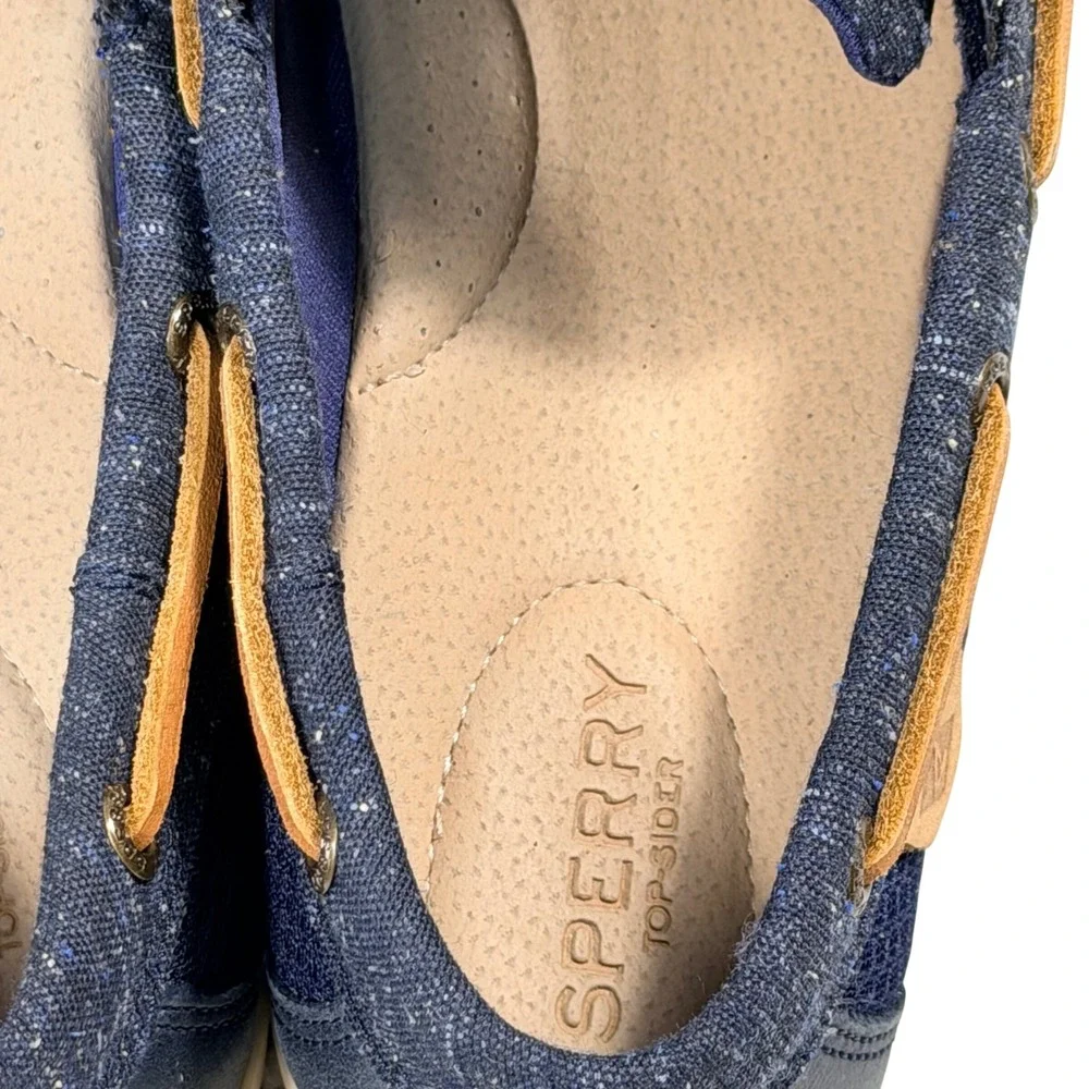 Sperry Top-Sider Koifish Navy Blue Leather Fabric Boat Shoes Womens 11M STS99614